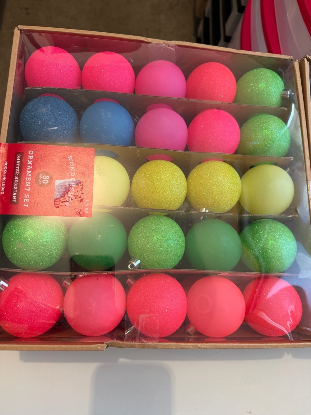 100 Party Ornaments - Pink, Green, Yellow, Blue, Sparkle - Picture 3 of 8